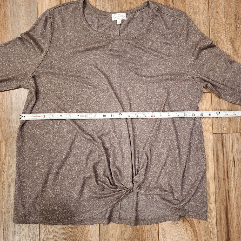 Mud Pie Gray Long Sleeve Tie Front Blouse - Picture 5 of 7